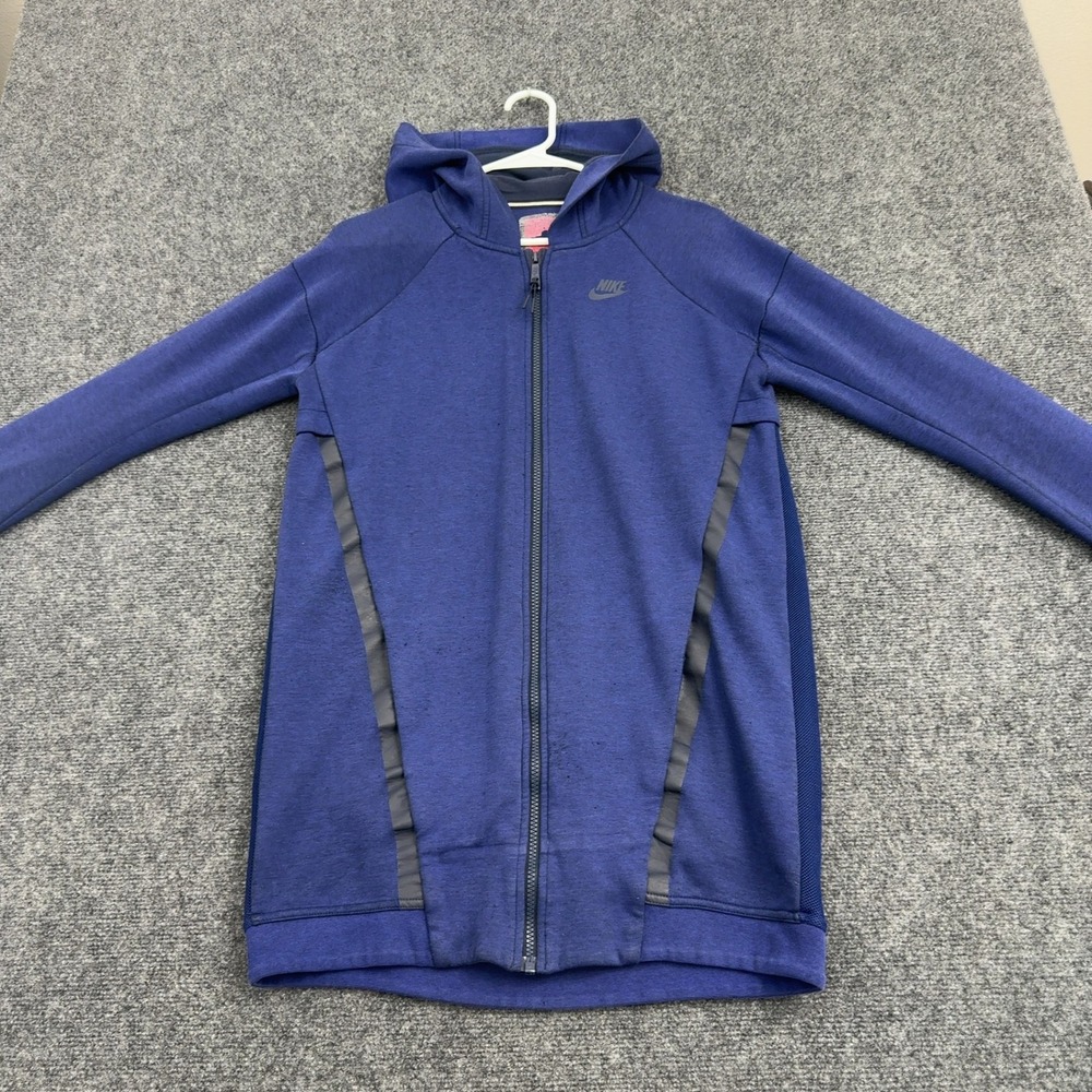Nike Hoodie Womens XS Blue Cotton Blend Tech Fleece Full Zip Athletic Sportswear